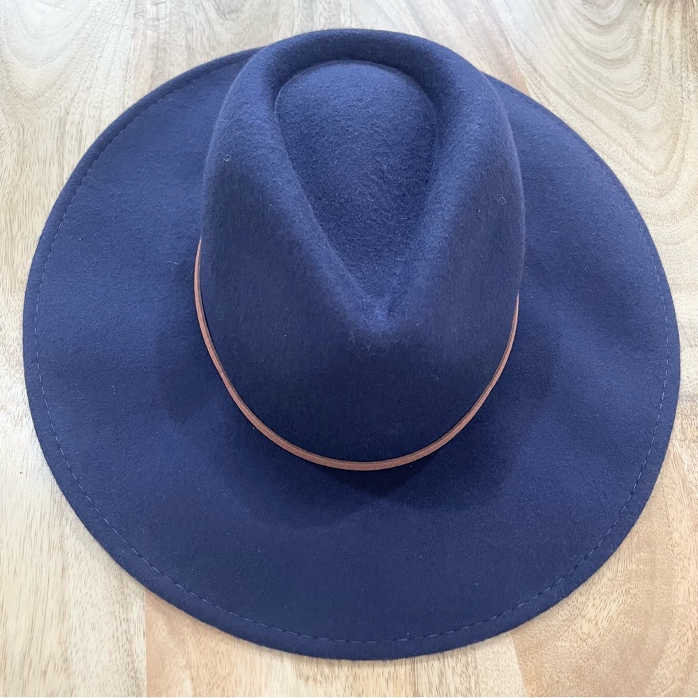 NWT navy blue with brown trim, cowboy / chupalla hat 100% wool - Picture 4 of 10